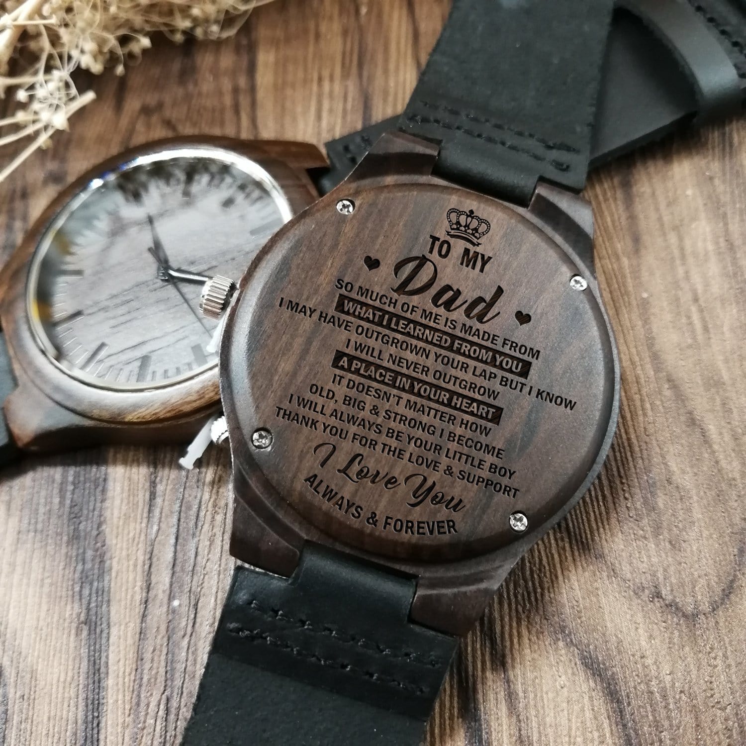 Father's Day Gift - I Will Always Be Your Little Boy Engraved Wood Watch