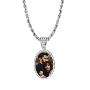 Kids Iced Photo Pendant w/ Rope Chain