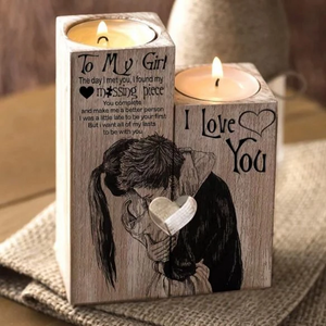 To My Girl You're My Missing Piece Engraved Candle Holder
