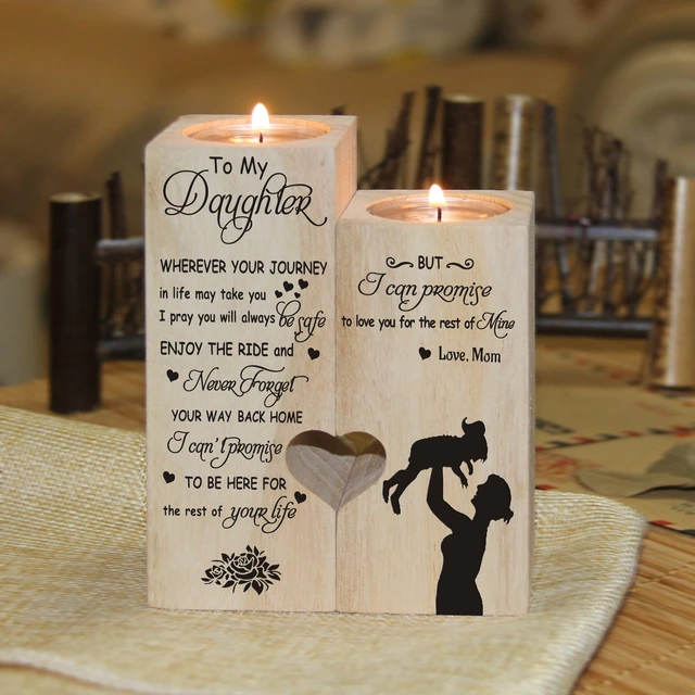 Mom to Daughter - Wherever Your Journey In Life May Take You - Engraved Candle Holder