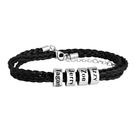Braided Leather Bracelet - Custom Beads