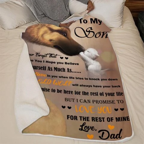 Christmas limited time discount 50%-To my Son -Old wolf and child-Blanket