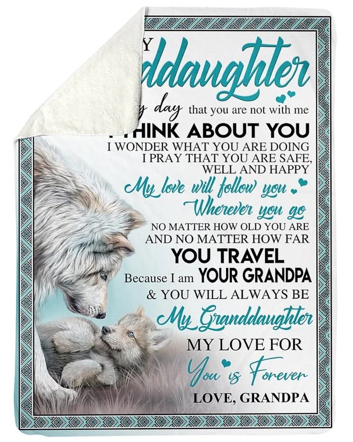 50% OFF Best Gift-Grandpa To Granddaughter - I THINK ABOUT YOU - Blanket