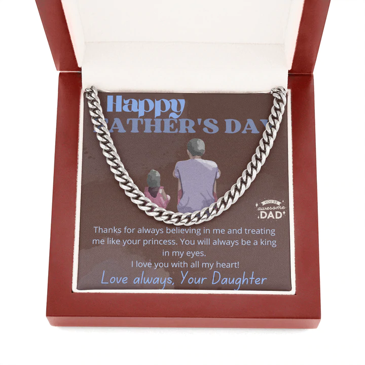 Daughter to Dad Father's Day Cuban link chain