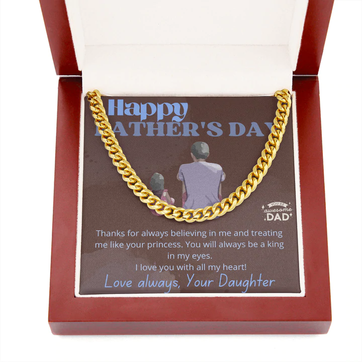 Daughter to Dad Father's Day Cuban link chain