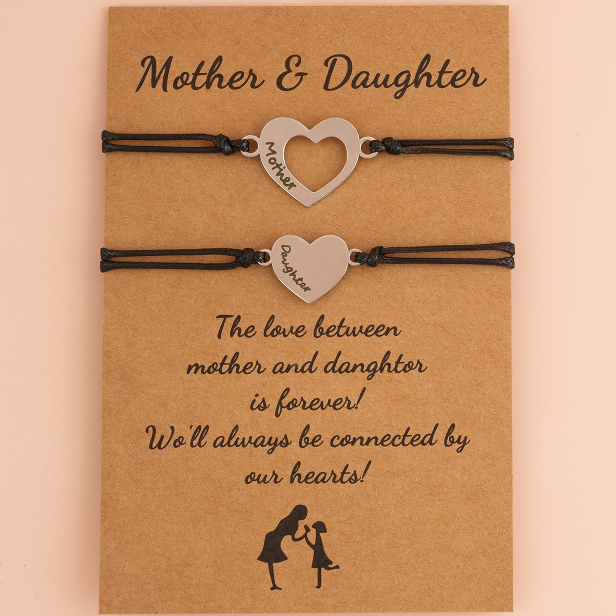 Mom and Daughter -Love Bracelets Set with Cards