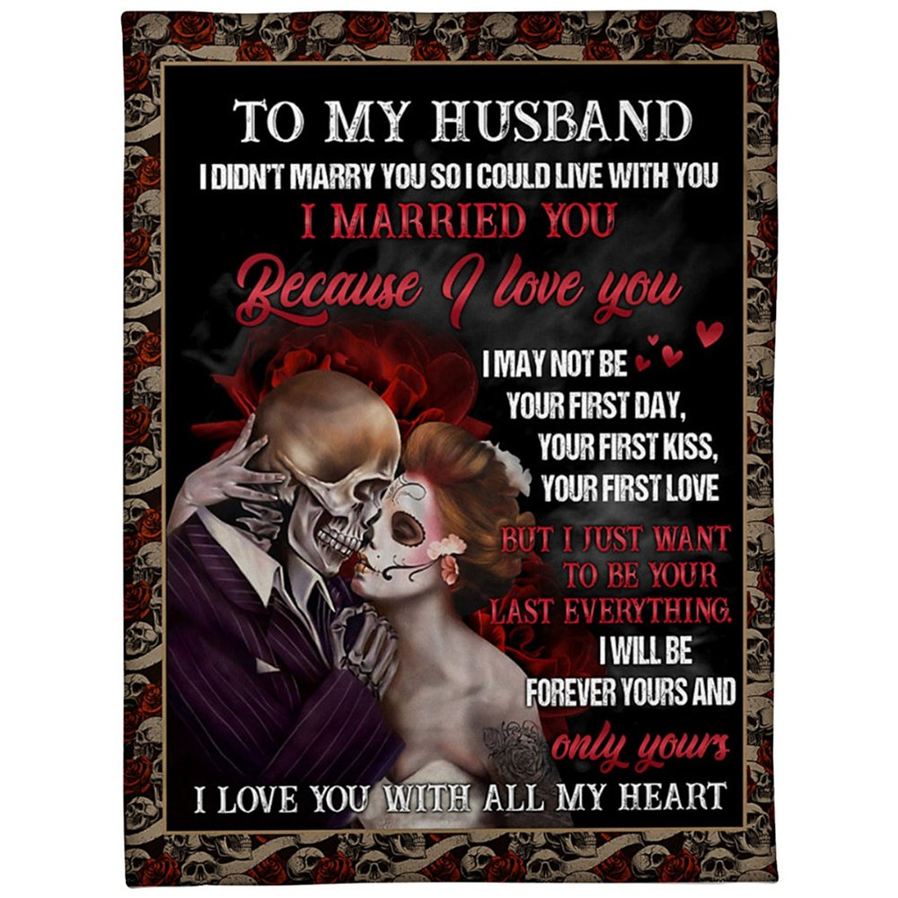 To My Husband - I Married You Because I Love You Fleece Blanket