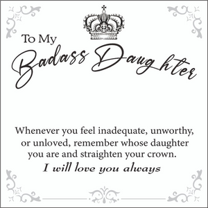 To My Badass Daughter- Crown Necklace with Gift Card Gift Box