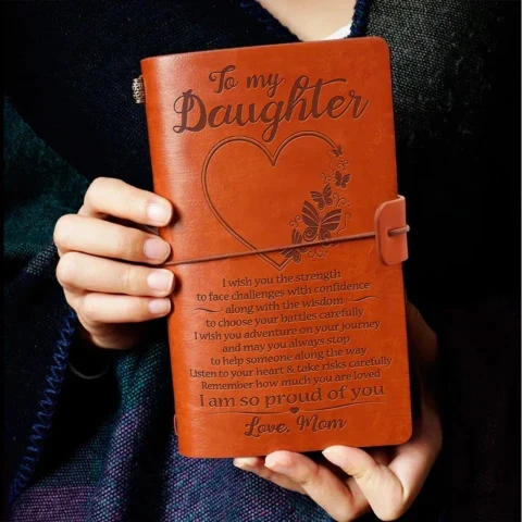 Mom To Beautiful Daughter - SMILE MORE, WORRY LESS  - Vintage Journal