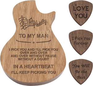 To My Man - I Pick You Wood Guitar Picks With Case