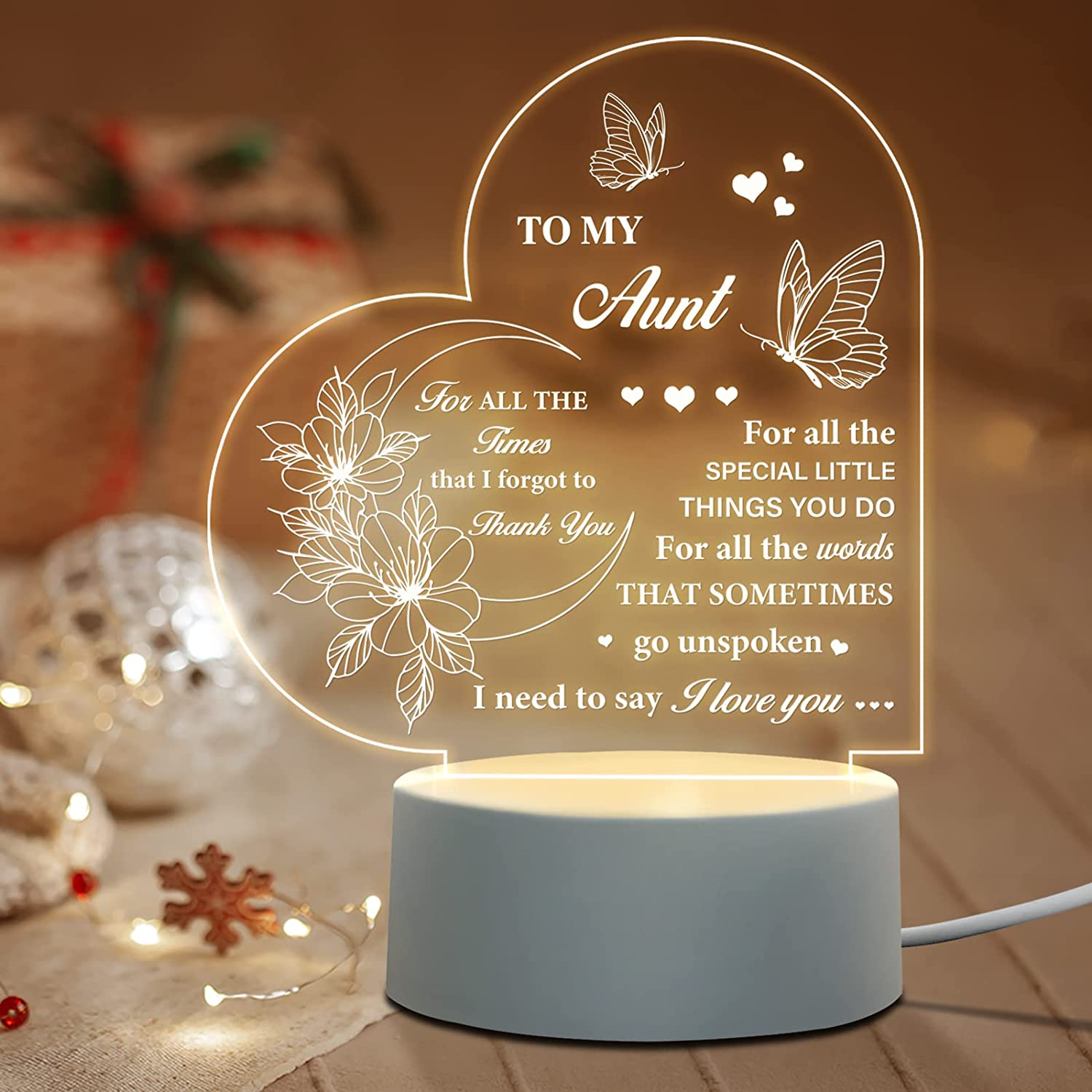 To My Aunt - I need to sat l love you - LED Night Light Lamp