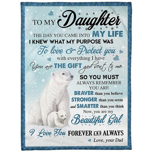 Dad To My Daughter-I Love You Forever & Always Bears -Fleece Blanket