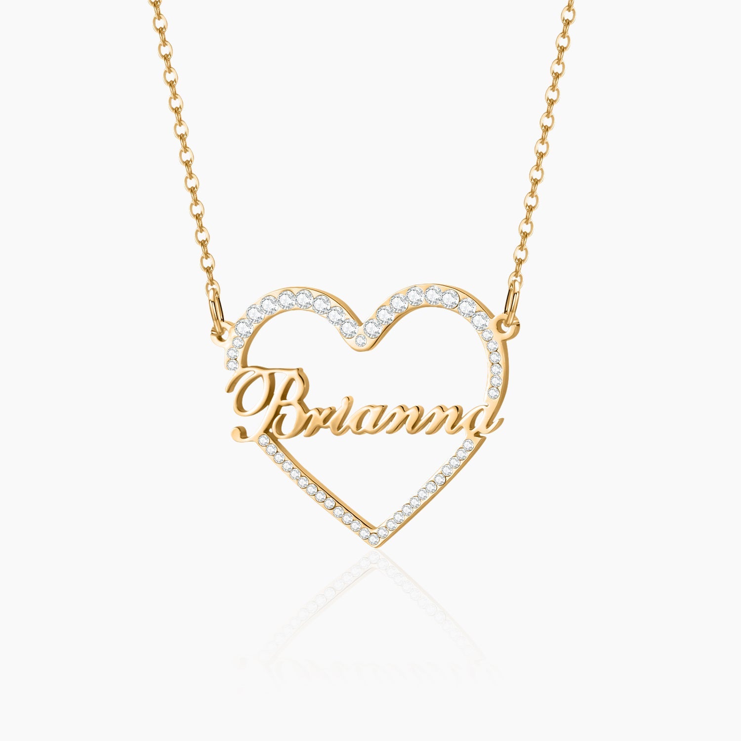 Iced Heart Shape Name Necklace