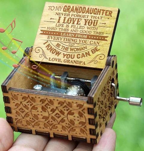 Grandpa To Granddaughter ( Hard Times And Good Times ) New Engraved Music Box