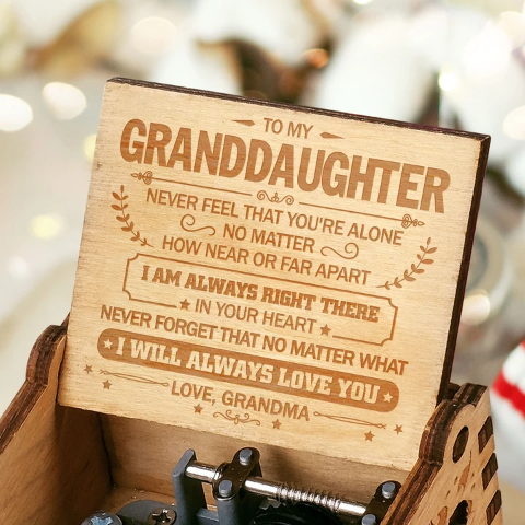 Grandma To Granddaughter ( I Will Always Love You ) Engraved Music Box