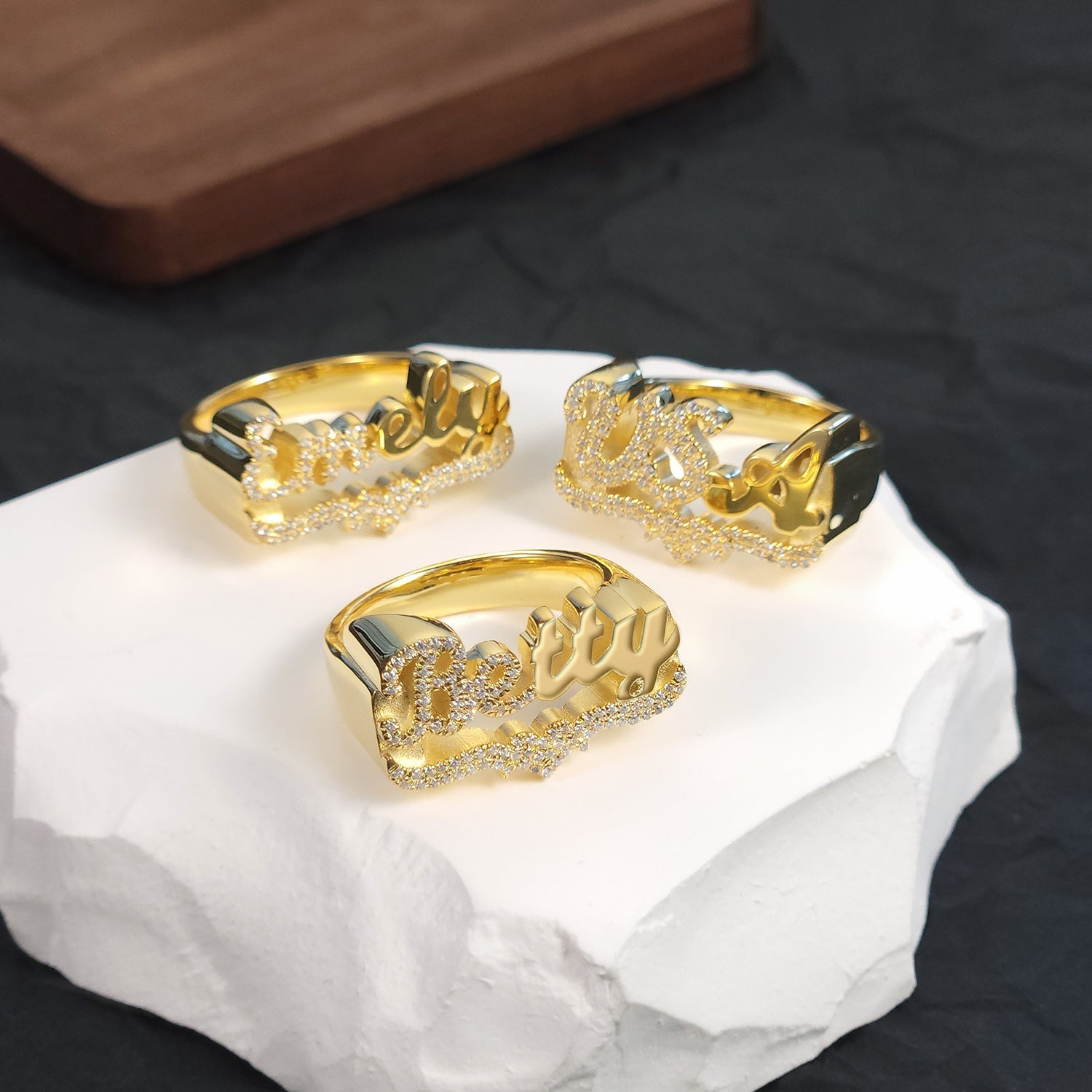 Iced 3D Name Ring