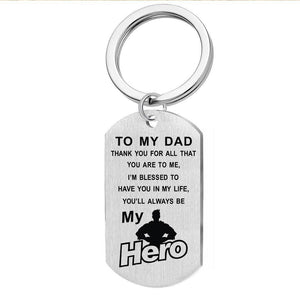 To My Dad My Hero Keychain Necklace