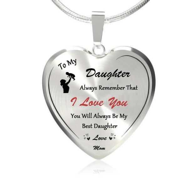 To My Best Daughter (Love Mom) Heart Necklace