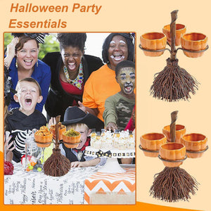 Creative Witches Broom Rack with Pumpkin Bowl