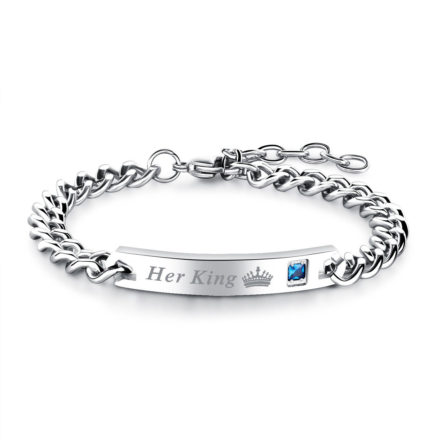 Valentine's day gift, his queen, her king stainless steel couple bracelet