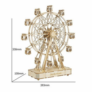 DIY Rotatable 3d Wooden Puzzle Music Box Ferris Wheel For Gifts