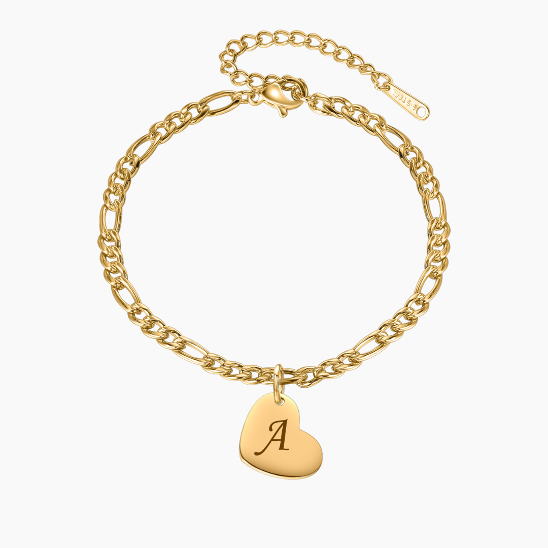 Heart Initial Engraved Anklet