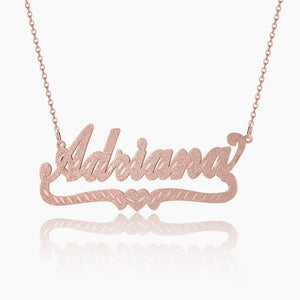 Diamond Cut Heart Name Necklace