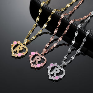 Flower Initial Necklace w/ Clip Chain