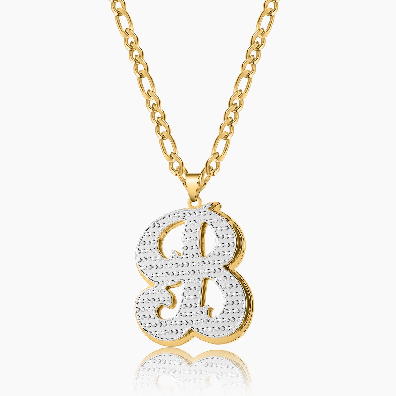 Double Plated Initial Necklace w/ Figaro Chain