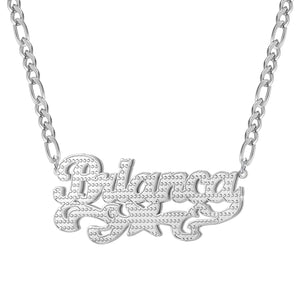 Double Plated Star Name Necklace w/ Figaro Chain