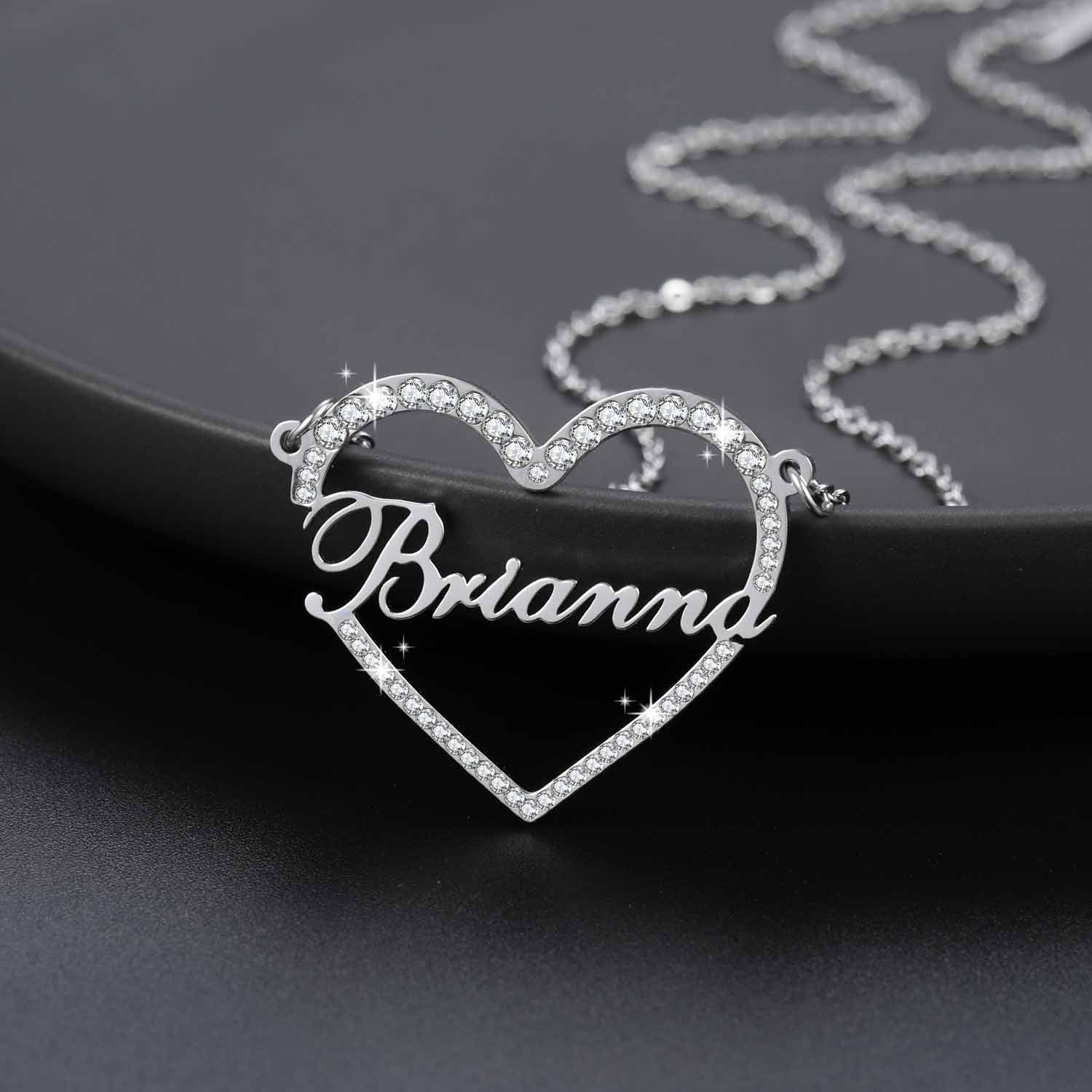 Iced Heart Shape Name Necklace