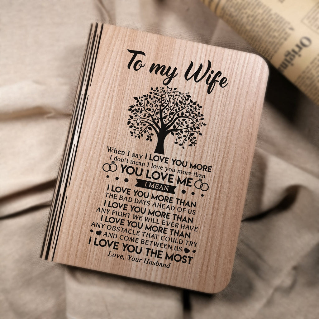 I Love You More LED Folding Book Light - To My Wife