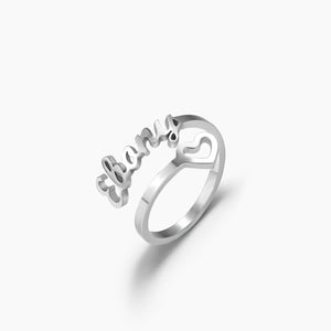 Hollow Heart Name Ring