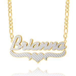 Double Plated Heart Script Name Necklace