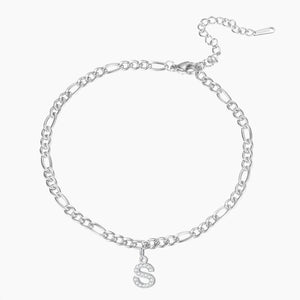 Iced Letter Bracelet w/ Figaro Chain