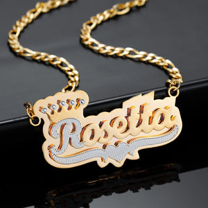 Double Plated Royal Name Necklace w/ Cuban Chain