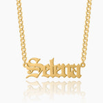 Gothic Name Necklace w/ Cuban Chain