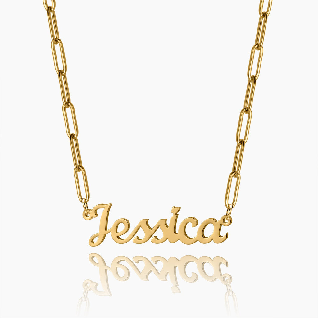 Custom Name Necklace w/ Paper Clip Chain
