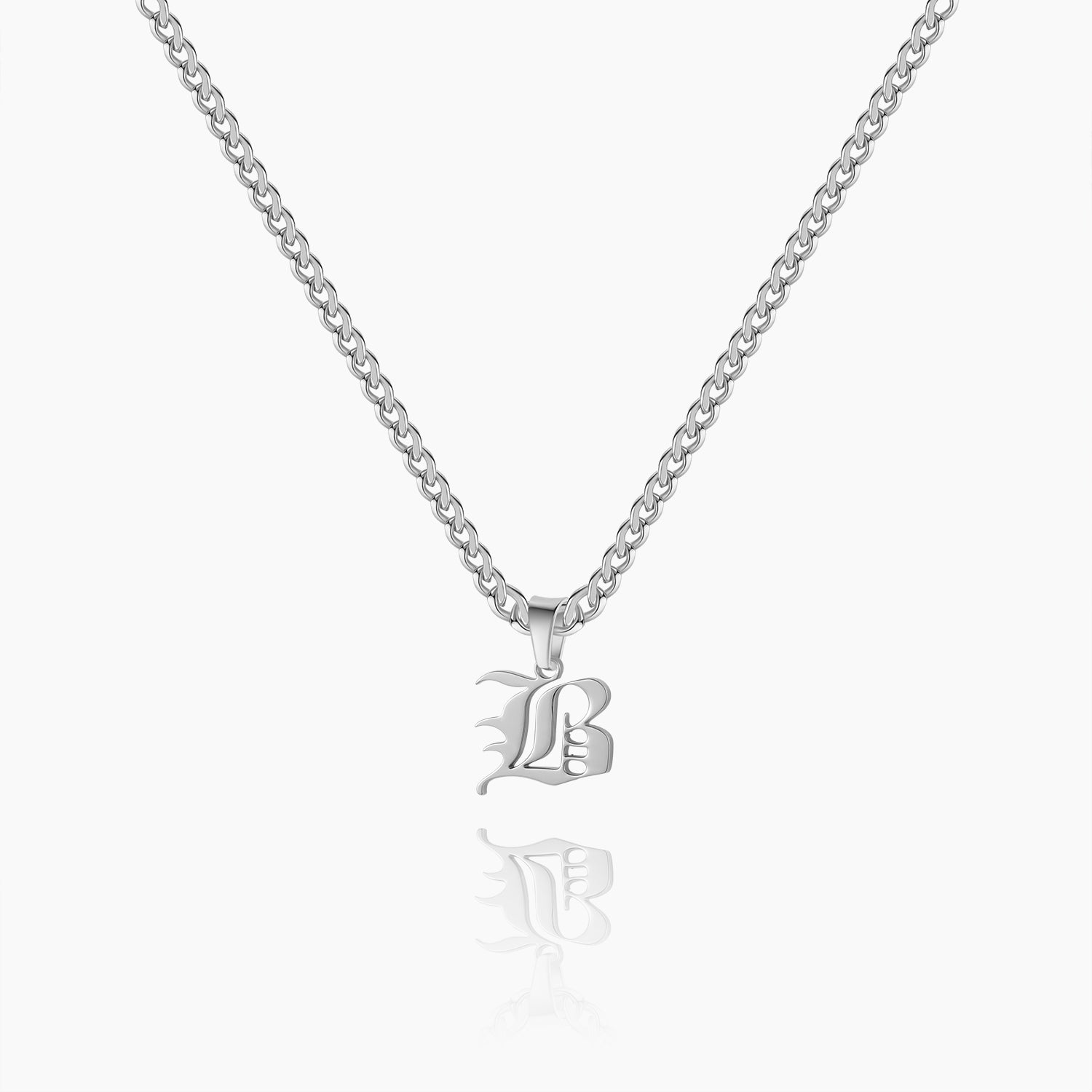 Gothic Letter Necklace w/ Cuban Chain