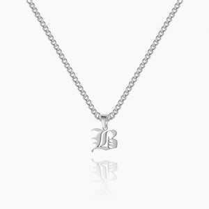 Gothic Letter Necklace w/ Cuban Chain