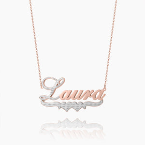 Double Plated Double Heart Name Necklace