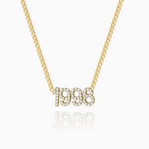 Kids Iced Year Necklace w/ Cuban Chain