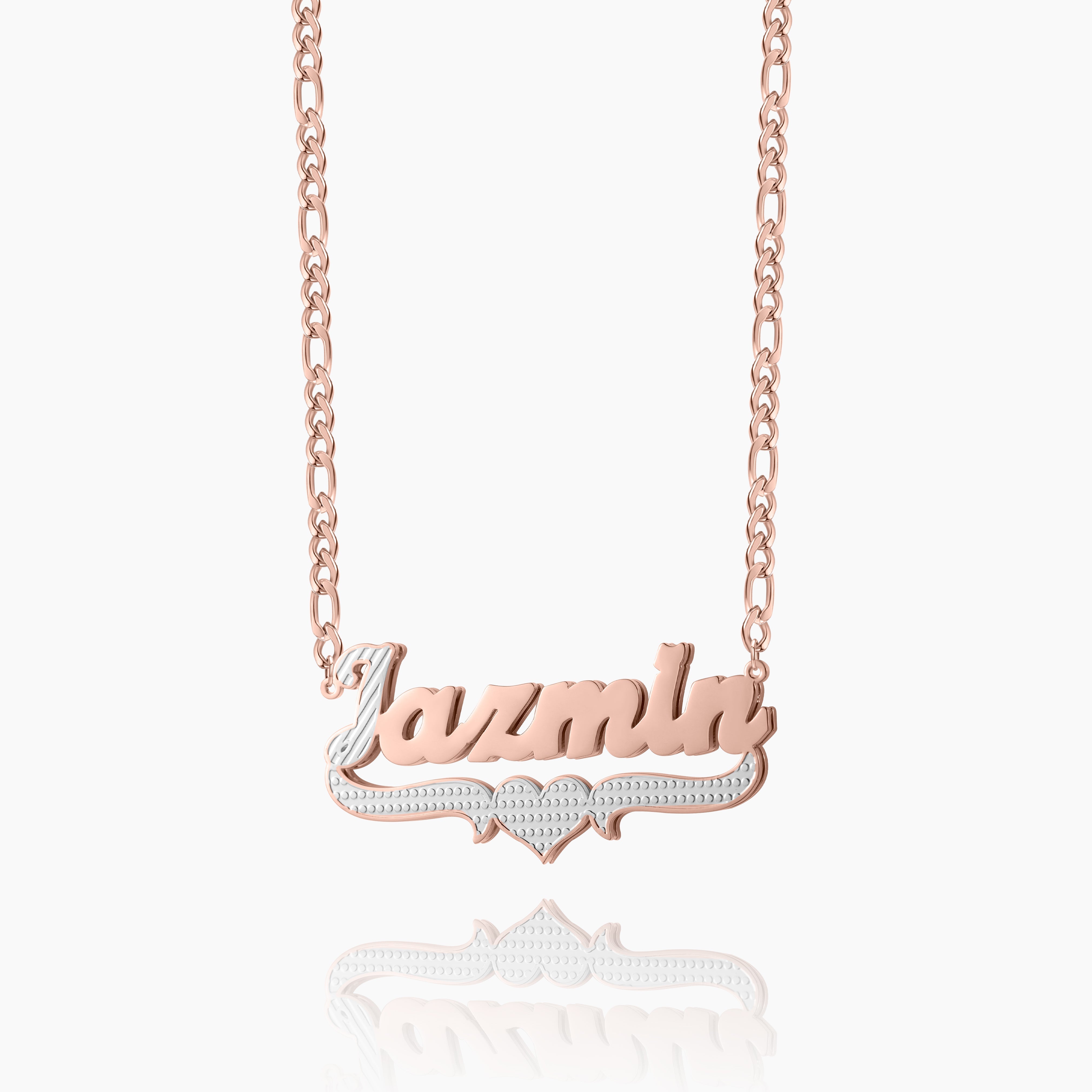 Double Plated Script Name Necklace w/ Figaro Chain