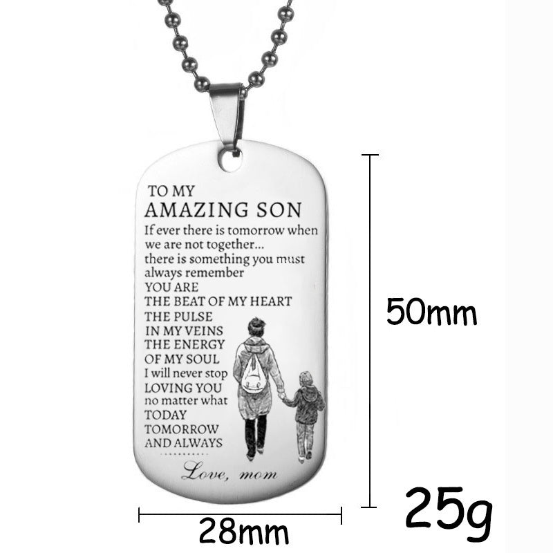 To My Amazing Son - Dog Tag Necklace with Stainless Steel Pendant Inspirational Gift