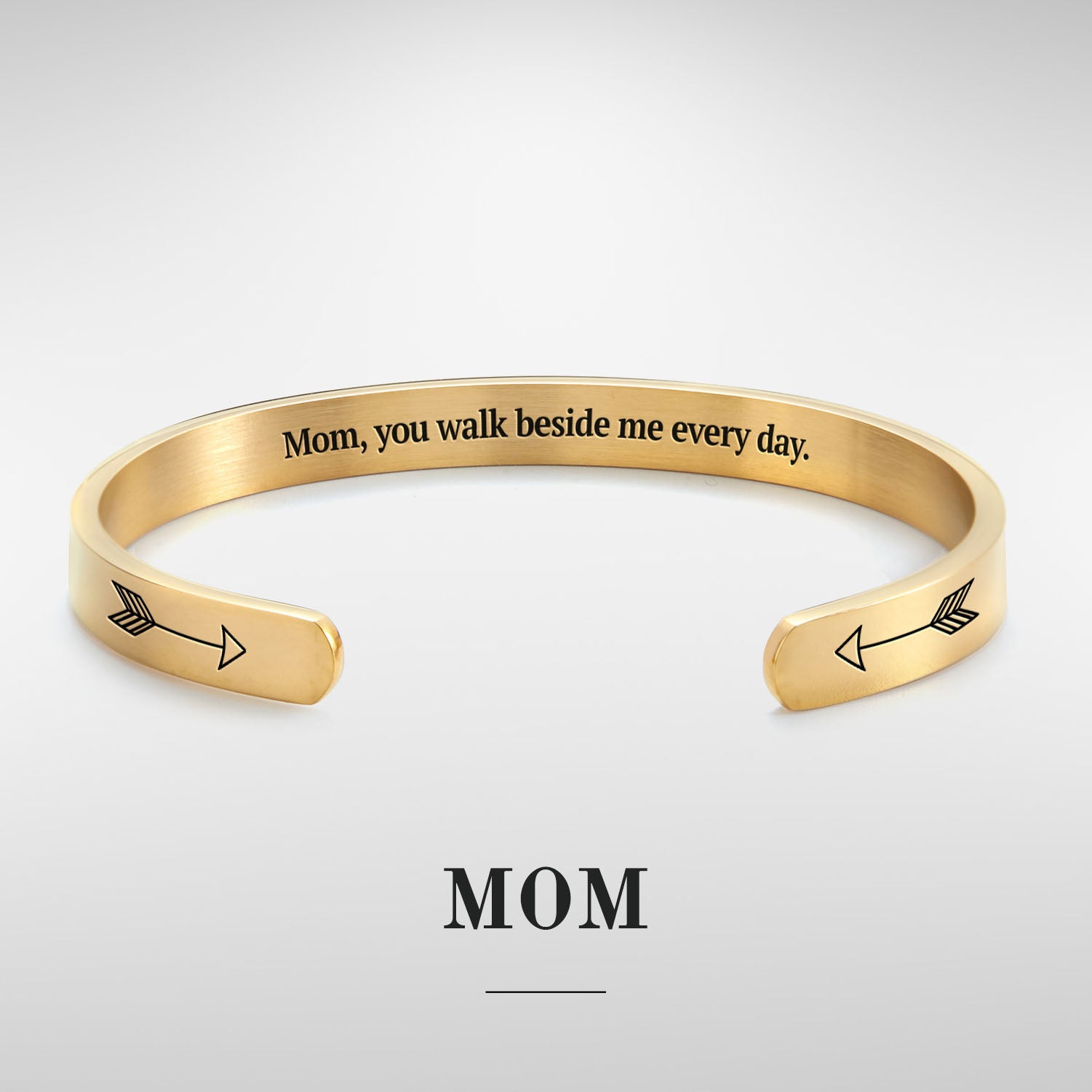 Mom, you walk beside me every day bracelet with gold plating