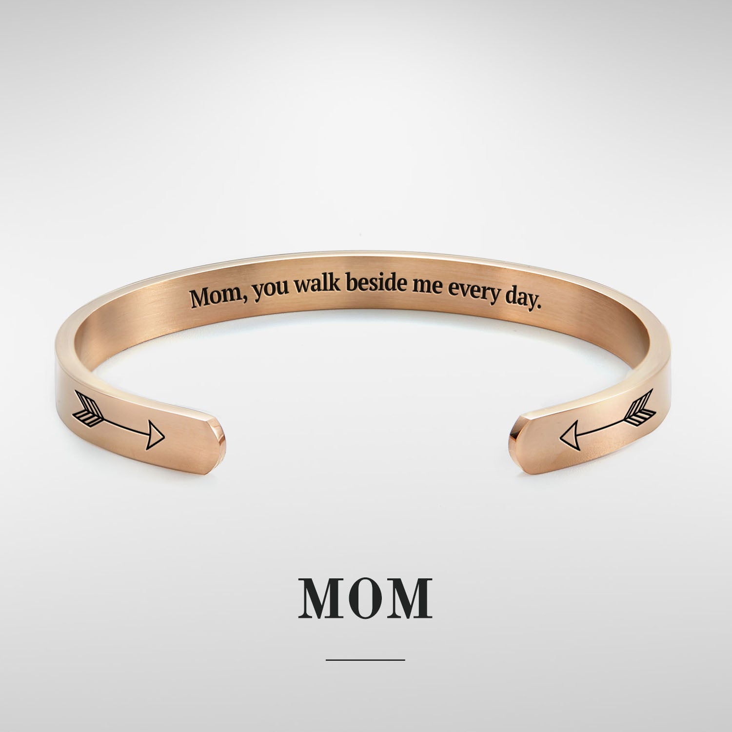 Mom, you walk beside me every day bracelet with rose gold plating