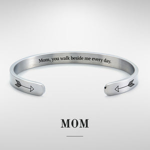 Mom, you walk beside me every day bracelet with silver plating