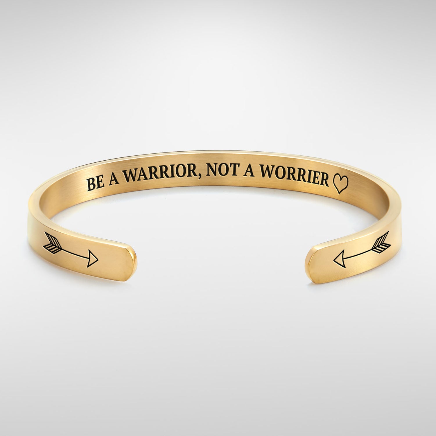 Be a warrior, not a worrier bracelet with gold plating