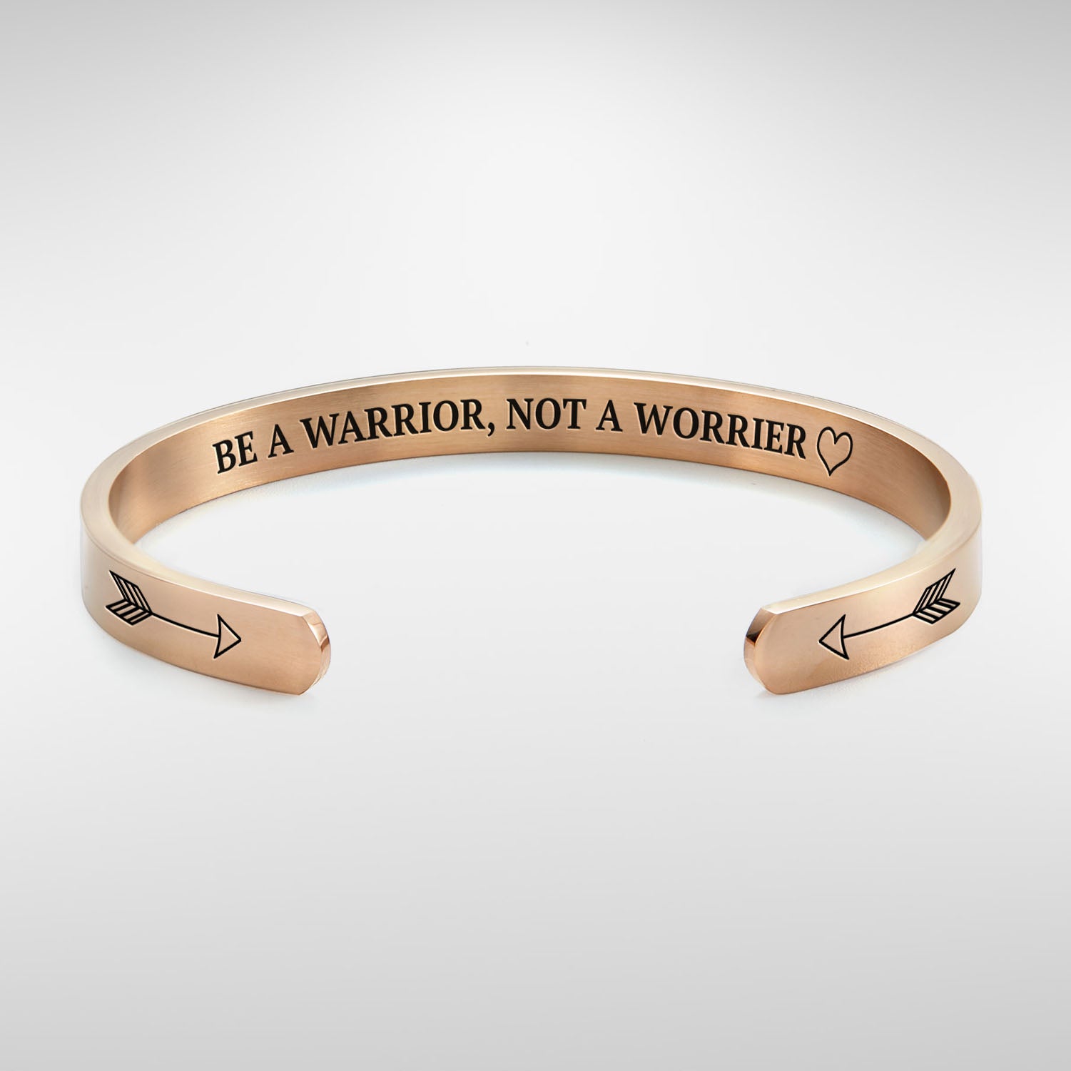 Be a warrior, not a worrier bracelet with rose gold plating