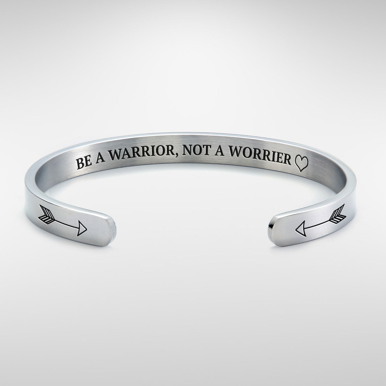 Be a warrior, not a worrier bracelet with silver plating